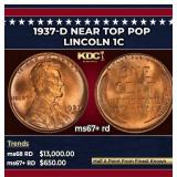 1937-d Lincoln Cent Near Top Pop 1c ms67+ rd SEGS