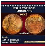 1932-p Lincoln Cent TOP POP! 1c ms67+ rd SEGS
