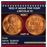 1932-p Lincoln Cent Near Top Pop! 1c ms67 rd SEGS