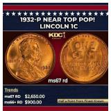 1932-p Lincoln Cent Near Top Pop! 1c ms67 rd SEGS