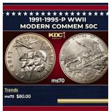 1991-1995-p WWII Modern Commem Half Dollar 50c ms7