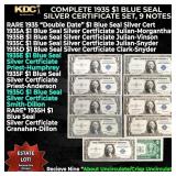 Complete 1935 $1 Blue Seal Silver Certificate Set,