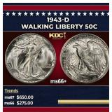 1943-d Walking Liberty Half Dollar 50c ms66+ SEGS