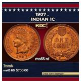 1907 Indian Cent . 1c Grades ms65 rd