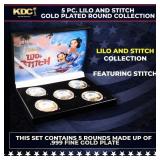 5 Coin Lilo and Stitch Gold Plated Round Collectio