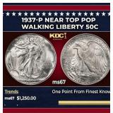 1937-p Walking Liberty Half Dollar Near Top Pop 50
