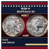 1928-p Buffalo Nickel 5c Grades ms66