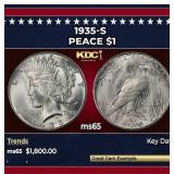 1935-s Peace Dollar $1 ms65 SEGS