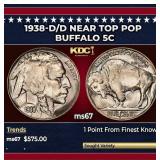 1938-d/d Buffalo Nickel Near Top Pop 5c ms67 SEGS