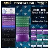 1980-1999 Proof Set Run 107 Coins 20 Complete Sets