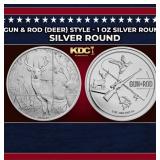 Gun & Rod (Deer) Style - 1 oz Silver Round Round