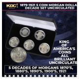 1879-1921 5 Coin Morgan Dollar Decade Set 1 Coin F
