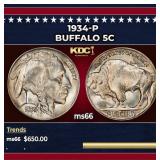 1934-p Buffalo Nickel 5c Grades ms66