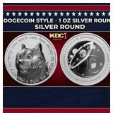 Dogecoin Style - 1 oz Silver Round Round