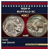 1929-p Buffalo Nickel 5c Grades ms65