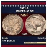 1921-p Buffalo Nickel 5c ms65 SEGS
