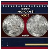 1890-p Morgan Dollar $1 Grades ms63+