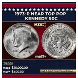 1973-p Kennedy Half Dollar Near Top Pop 50c ms67+
