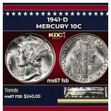 1941-d Mercury Dime 10c ms67 fsb SEGS
