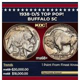 1938-d/s Buffalo Nickel TOP POP! 5c ms68+ SEGS