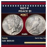 1927-p Peace Dollar $1 Grades ms64