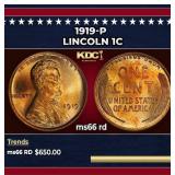 1919-p Lincoln Cent 1c Grades ms66 rd
