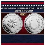 Lucky Clover & Horseshoe Style - 1 oz Silver Round