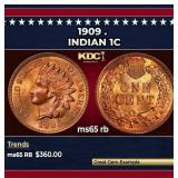 1909 Indian Cent . 1c Grades ms65 rb