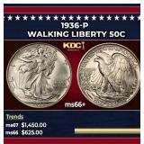 1936-p Walking Liberty Half Dollar 50c ms66+ SEGS