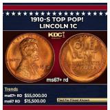 1910-s Lincoln Cent TOP POP! 1c ms67+ rd SEGS