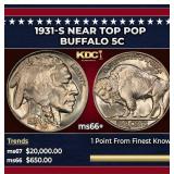 1931-s Buffalo Nickel Near Top Pop 5c ms66+ SEGS