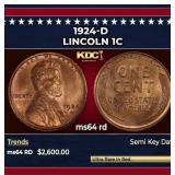 1924-d Lincoln Cent 1c ms64 rd SEGS