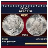 1927-d Peace Dollar $1 ms64 SEGS