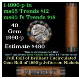 BU Shotgun Jefferson 5c roll, 1996-p 40 pcs Bank $