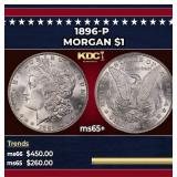 1896-p Morgan Dollar $1 Grades ms65+
