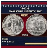 1942-s Walking Liberty Half Dollar 50c Grades ms66