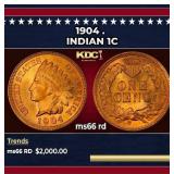 1904 Indian Cent . 1c ms66 rd SEGS