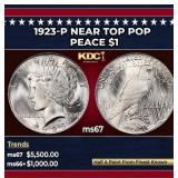 1923-p Peace Dollar Near Top Pop $1 ms67 SEGS