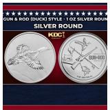 Gun & Rod (Duck) Style - 1 oz Silver Round Round