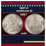 1897-p Morgan Dollar $1 Grades ms63+
