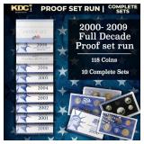 2000-2009 Full Decade Proof Set Run - 118 Coins, 1