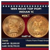 1899 Indian Cent Near Top Pop! 1c ms67 rd SEGS