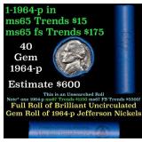 BU Shotgun Jefferson 5c roll, 1964-p 40 pcs Bank $