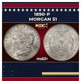 1890-p Morgan Dollar $1 Grades ms63+