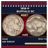 1918-p Buffalo Nickel 5c Grades ms63