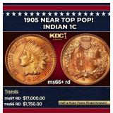 1905 Indian Cent Near Top Pop! 1c ms66+ rd SEGS