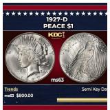 1927-d Peace Dollar $1 Grades ms63
