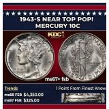 1943-s Mercury Dime Near Top Pop! 10c ms67+ fsb SE