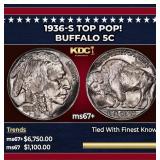 1936-s Buffalo Nickel TOP POP! 5c ms67+ SEGS
