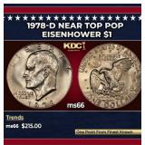 1978-d Eisenhower Dollar Near Top Pop $1 ms66 SEGS